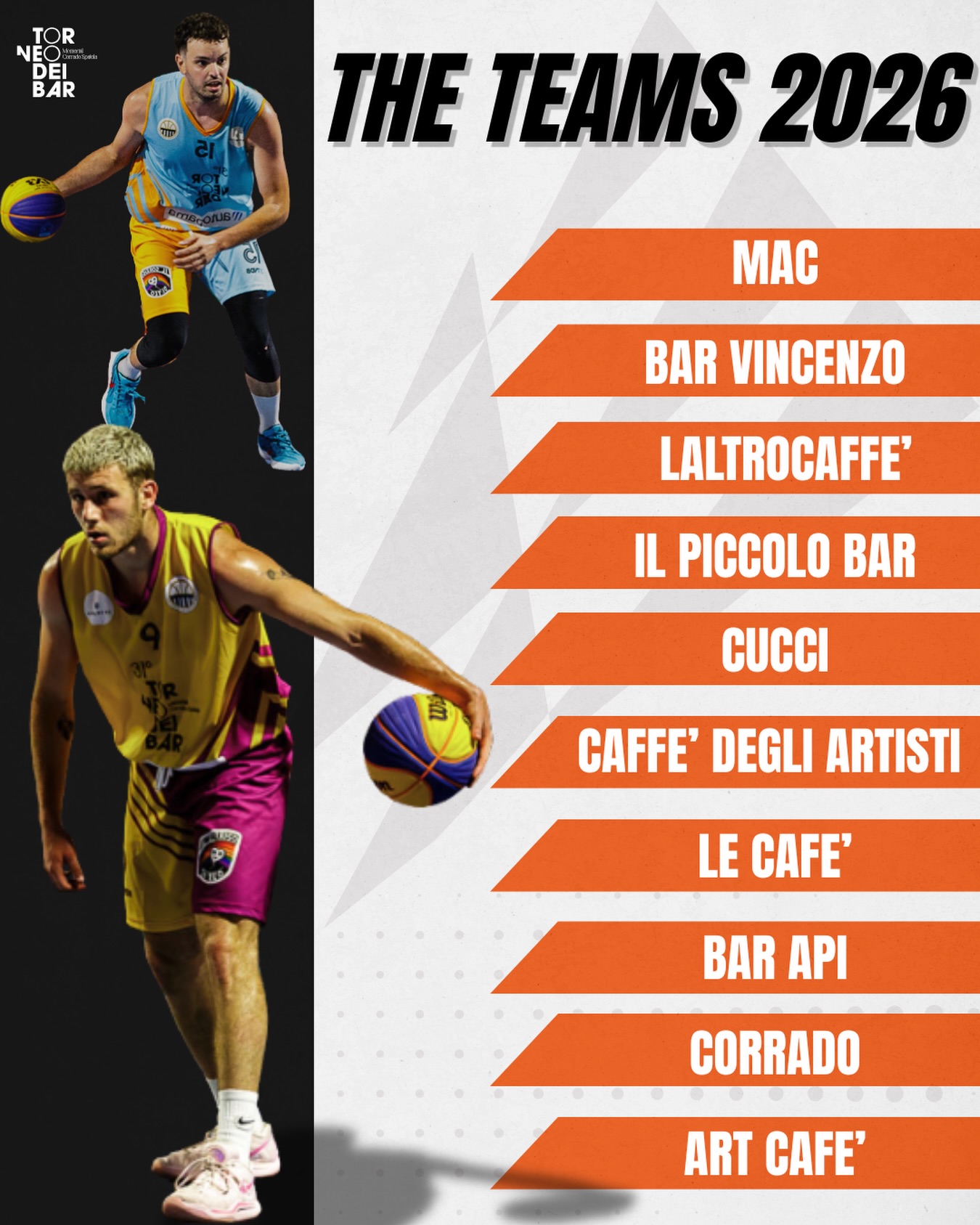Locandina squadre partecipanti al torneo dei bar 2026 di Spoleto